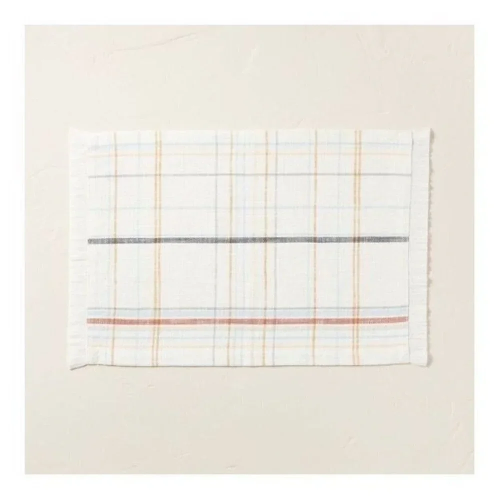 Hearth & Hand Magnolia‎ 4pk Casual Plaid Placemat Set Cream
